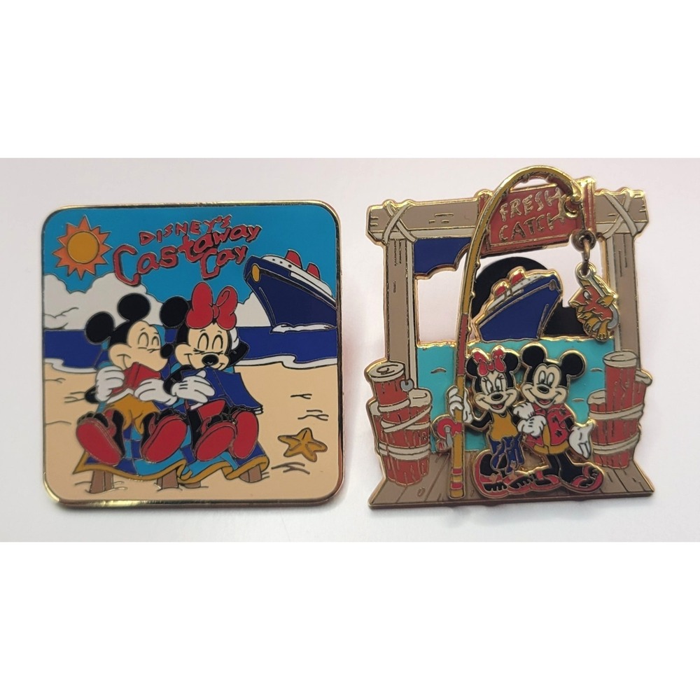 Disney Cruise Line Castaway Cay & Fresh Catch Fishing 2002 Trading Pins Mickey